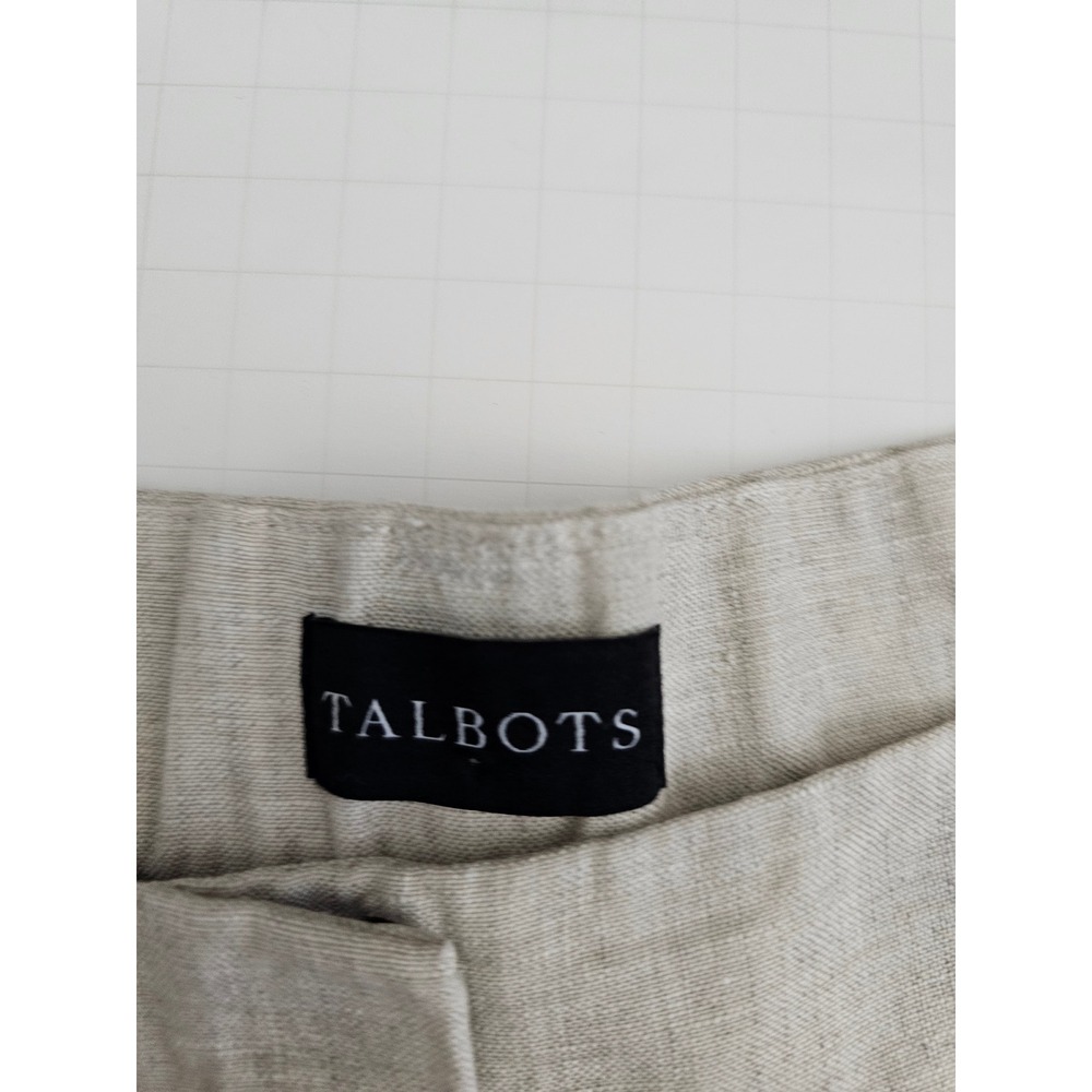 Talbots Bristol Crop Pants Womens 12P Beige 100% Linen Wide Leg Trousers Oatmeal - Picture 7 of 8